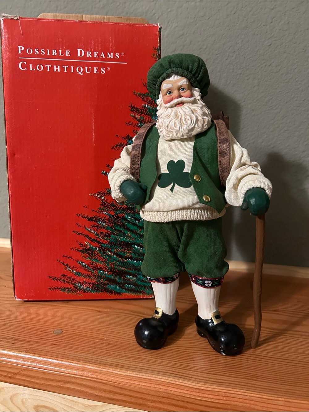 Possible Dreams Shamrock Santa Figurine